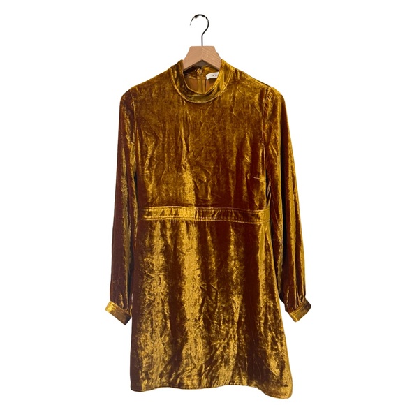green emerald velvet dress ALÉMAIS Golden Metallic Velvet-trimmed Silk One-Shoulder Mini Dress